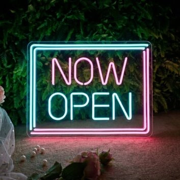 Now Open Square Neon Sign