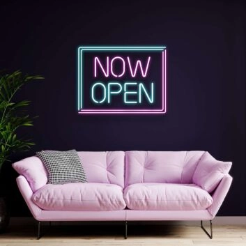 Now Open Square Neon Sign