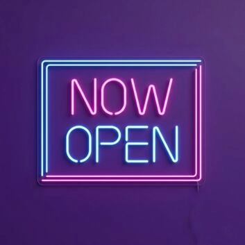 Now Open Square Neon Sign