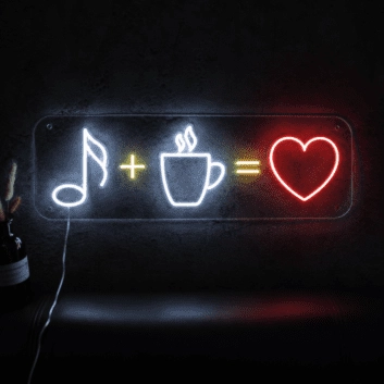 Coffee Music Love Neon Sign
