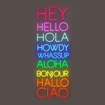 Greetings Hey Hello Hola Howdy Neon Sign