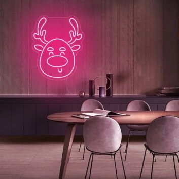 Christmas Deer Head Cute Elk Christmas Neon Sign