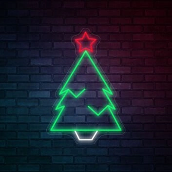 Christmas Green Tree With Star Christmas Neon Sign