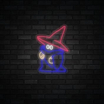 Ghost Wearing A Witch Hat Halloween Neon Sign