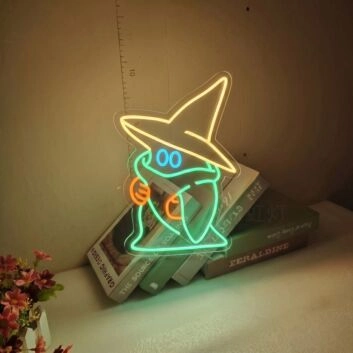 Ghost Wearing A Witch Hat Halloween Neon Sign