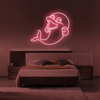 The Happy Dolphin Neon Sign