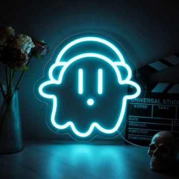 Little Ghost With Hat Neon Sign