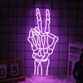 Peace Skull hand neon sign