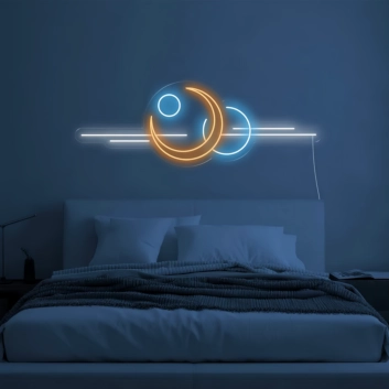 Galactic Moon and Planets Neon Sign