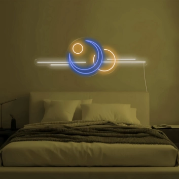 Galactic Moon and Planets Neon Sign