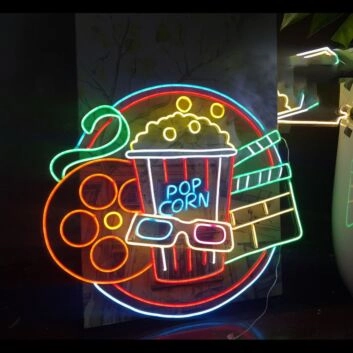 Cinema Popcorn Movie Time Neon Sign