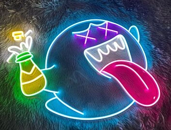 Champagne Mario Boo Neon Sign