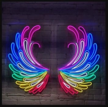 Angel Wings Colorful Neon Sign