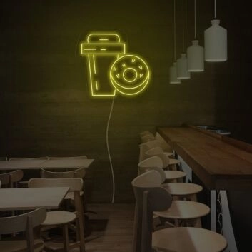 Drinks And Dounts Neon Sign