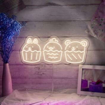 Animals Friends Cupcake Neon Sign Neon Light Signs Custom For Wedding Bar Party Cafe Decoration