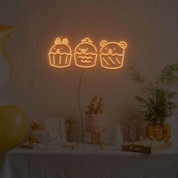 Animals Friends Cupcake Neon Sign Neon Light Signs Custom For Wedding Bar Party Cafe Decoration