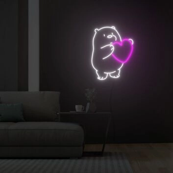 Icebear With Heart Neon Sign Fashion Custom Neon Sign Lights Night Lamp Led Neon Sign Light For Home Party