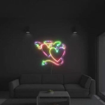 Angel and Devil Colorful Neon Sign