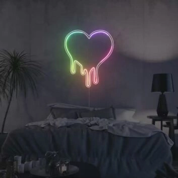 Melting Heart Colorful Neon Sign