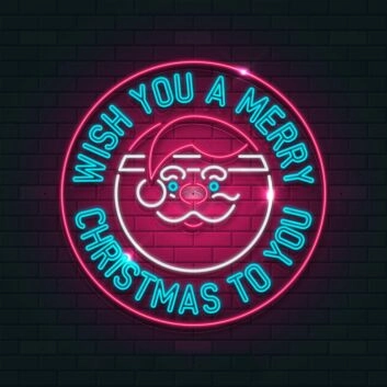 Circle Santa Christmas Neon Sign