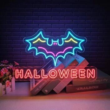 Halloween Neon Sign with Bat