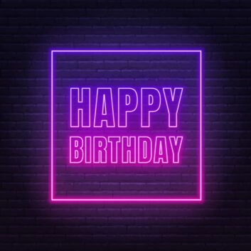 Happy Birthday Framed Neon Sign