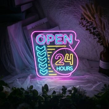 Retro Open 24 Hours Neon Sign