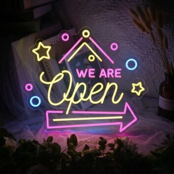 We Are Open Hanging Neon Sign