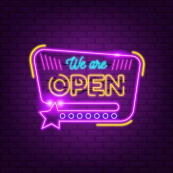 We Are Open With Star Icon Neon Sign