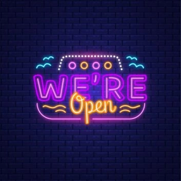 Were Open with Wave Lines Neon Sign