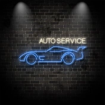 Auto Service With Car Neon Sign