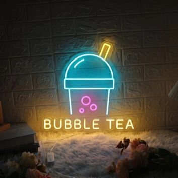 Bubble Tea With Drink Neon Sign