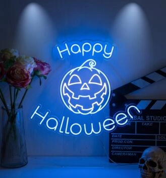 Happy Halloween With Pumpkin Neon Sign