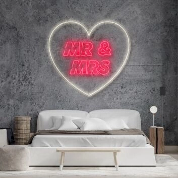 Mr and Mrs Inside Heart V2 Neon Sign