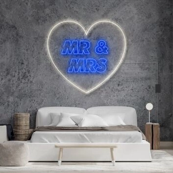 Mr and Mrs Inside Heart V2 Neon Sign