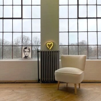 Gold Mirror Heart Neon Sign