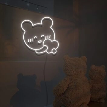Happy Bear And Heart Neon Sign Lights Night Lamp Led Neon Sign Light For Home Party