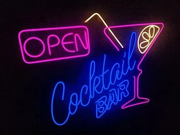Neon Cocktail Sign Bar Open Sign
