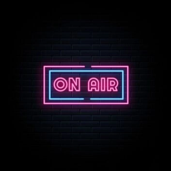 Led On Air Neon Sign Hung On Brick Background