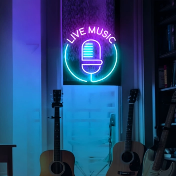 Customize &quot;Live Music&quot; Neon Sign: Amplify Your Atmosphere