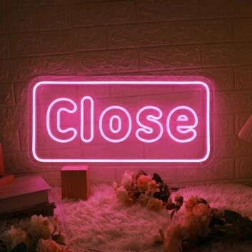 Close Neon Sign Pink Neon Light Wall Decor