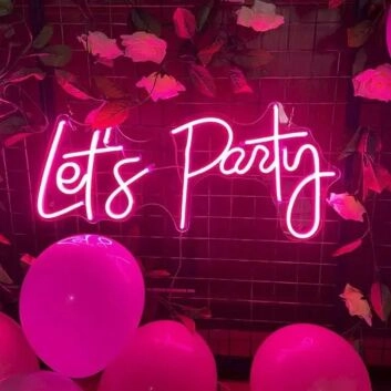 Lets Party Neon Sign Led Pink Neon Sign Wedding Party Decor