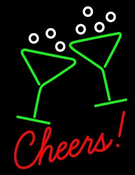 Cheers With Wine Glass Led Neon Sign