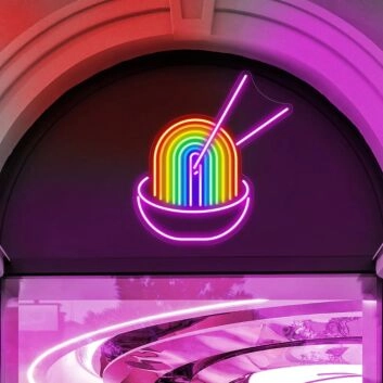 Rainbow Pho Ramen Led Neon Sign With Dimmer Neon Bar Sign Wall Neon Sign