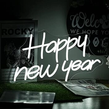 Happy New Year Neon Sign New Years Eve Party Led Lights Letter Neon Signs For Wall Decor