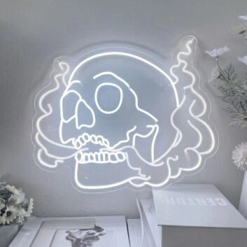 Neon Skeleton Sign Smoking Skull Led Light