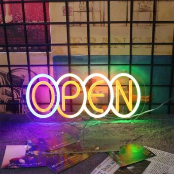 Colorful Open Neon Sign