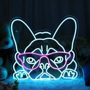 Glassess Puppy Neon Sign