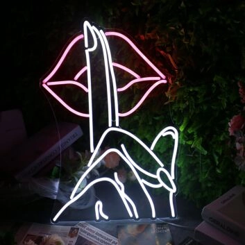Please Quiet Gesture Neon Sign