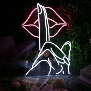 Please Quiet Gesture Neon Sign